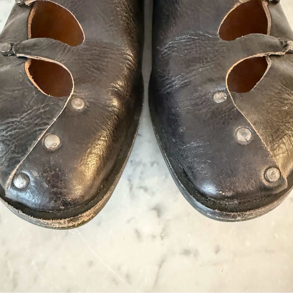 CYDWOQ Bout Asymmetrical Black Leather Mary Jane Flats 39.5 - Picture 6 of 11